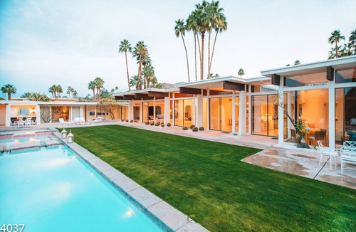 Palm Springs House | Historic Villa with Famous Pink Door and Mountain Views!