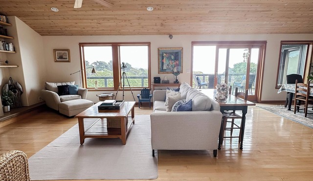 Beautiful single story home with lighthouse and panoramic ocean views.
