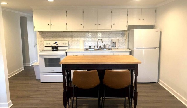 Bright open studio apartment with king bed and queen sofabed. Walk to local shops and restaurants. in Hickory