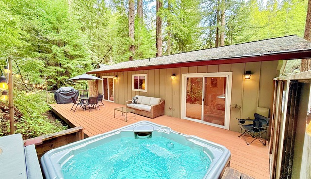 Cozy cabin deep in the redwoods/WiFi & Hot Tub