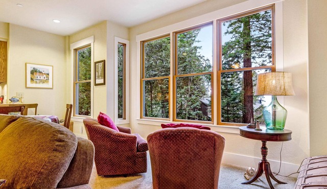 Forested home with deck & grill on the golf course, dogs welcome