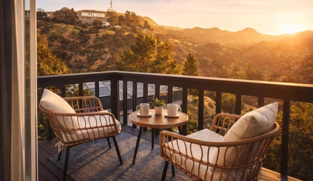 Hillside Retreat with Balcony Views of the Hollywood Sign