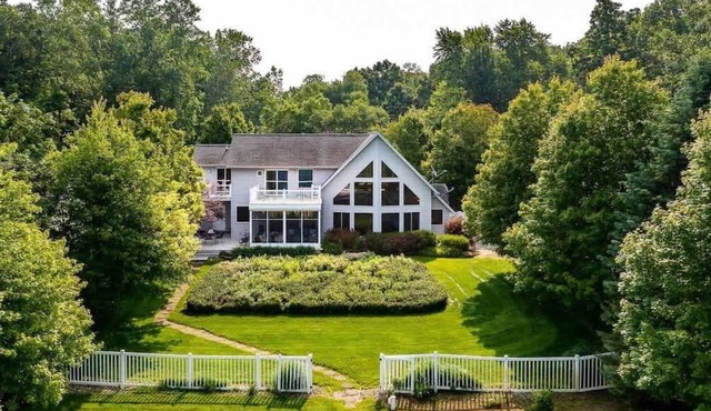 Lakefront A-Frame Estate | Private Beach | Hot Tub in South Haven