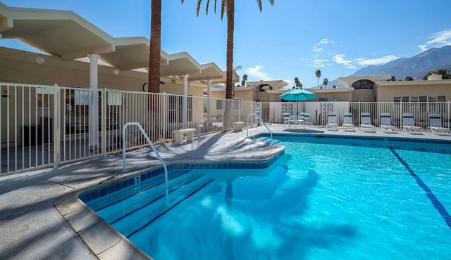 The Cleopatra! Midcentury! Single Story! Private Patio! 2 Beds + Den! Pool! Spa!